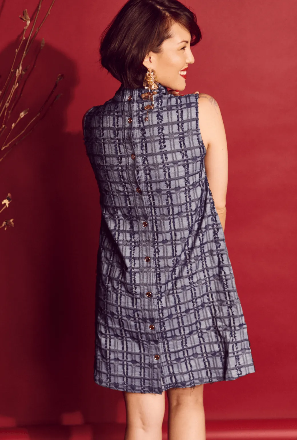 SAMPLE Sleeveless Mod Dress - Indigo Hearts