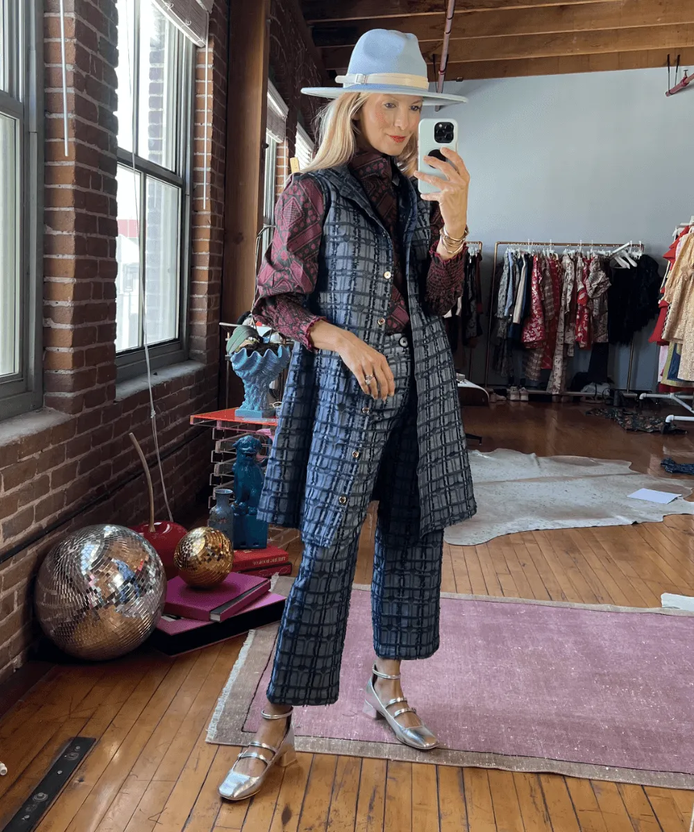 SAMPLE Sleeveless Mod Dress - Indigo Hearts