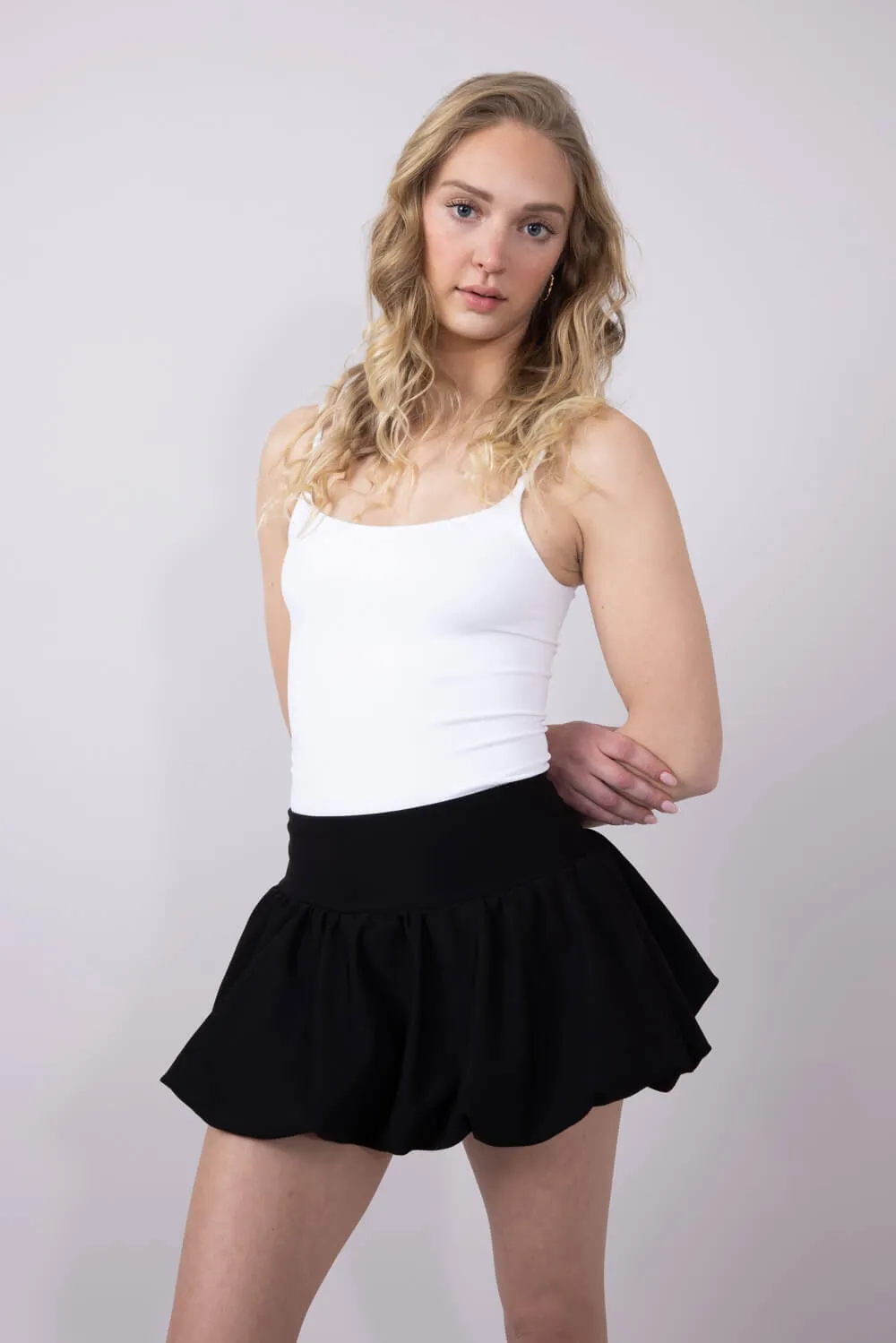 Scuba Knit Bubble Mini Skirt for Women in Black | SCU712-BLACK