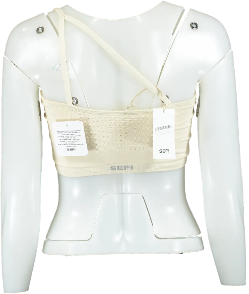 SEFI Whipped Cream Waffle Asymmetric Bandeau Bra UK M