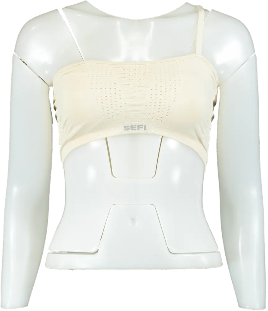 SEFI Whipped Cream Waffle Asymmetric Bandeau Bra UK M