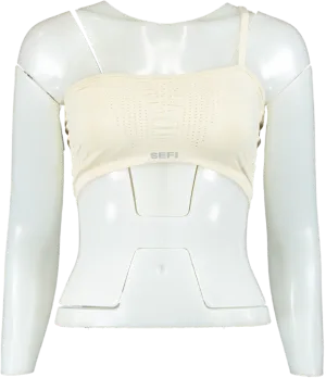 SEFI Whipped Cream Waffle Asymmetric Bandeau Bra UK M
