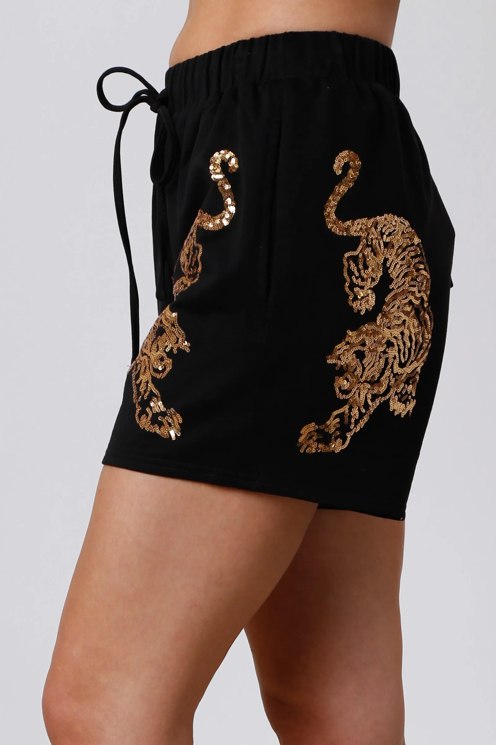 Sequin Tiger Knit Shorts