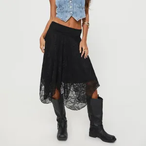 Serena Asymmetric Lace Midi Skirt