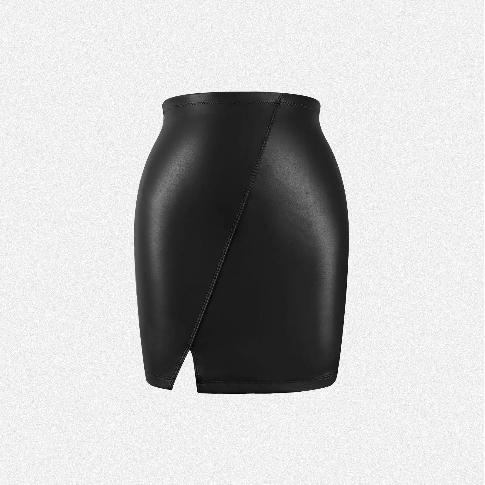 Shaperin Faux Leather Side Slit Butt Lifting Mini Skirt