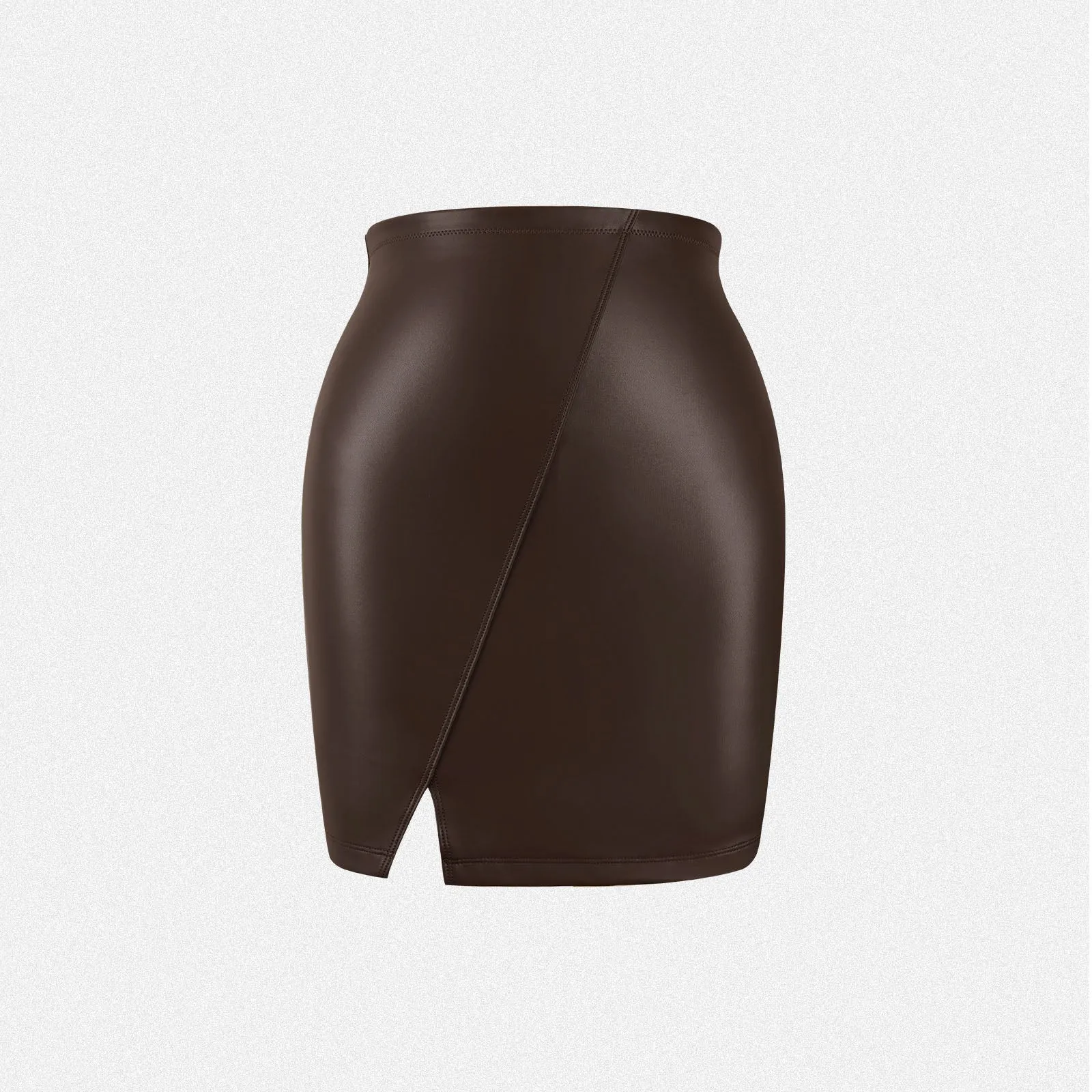 Shaperin Faux Leather Side Slit Butt Lifting Mini Skirt