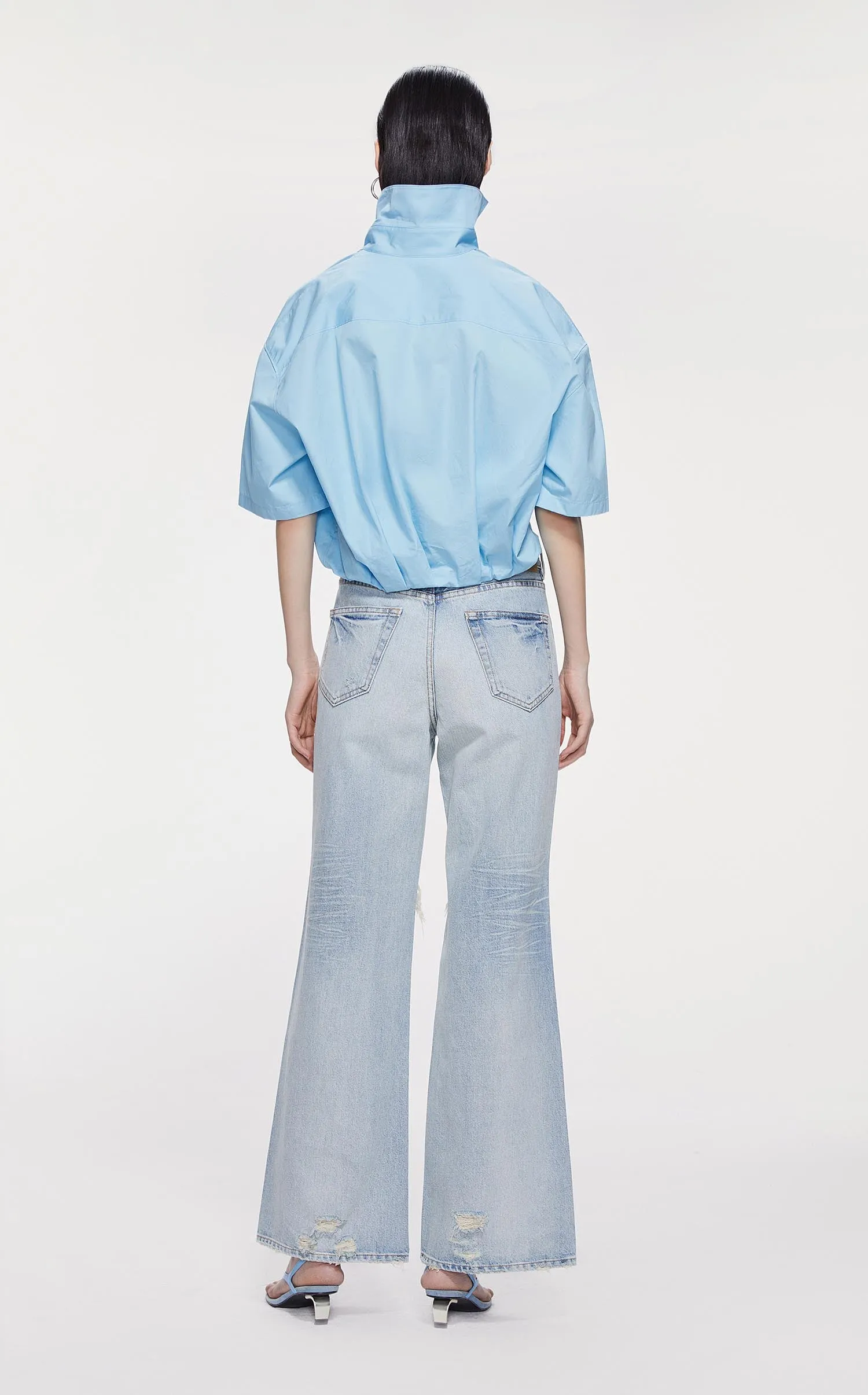 Shirt / JNBY Asymmetric Short Sleeve Shirt (100% Cotton)