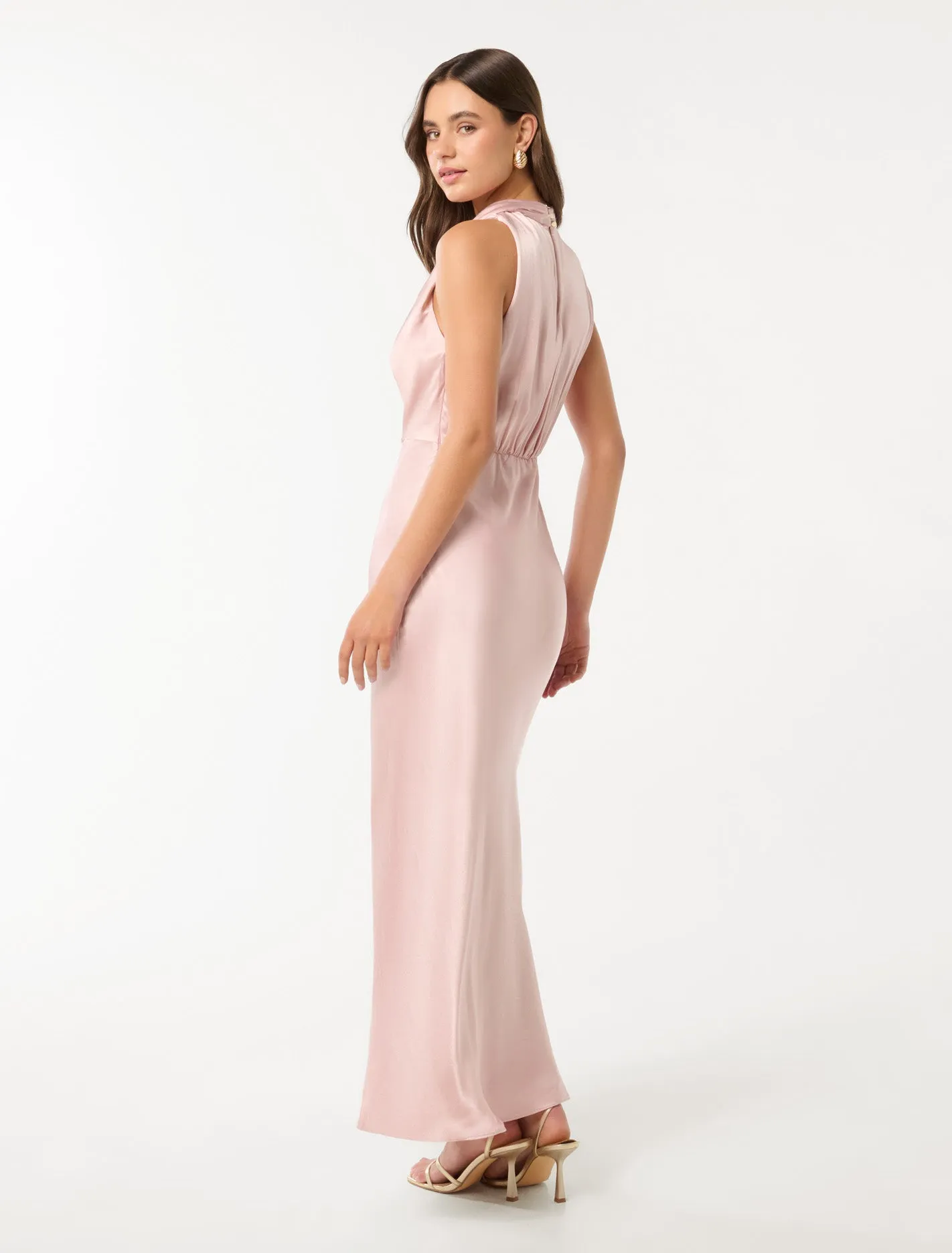 Sienna High Neck Satin Maxi Dress