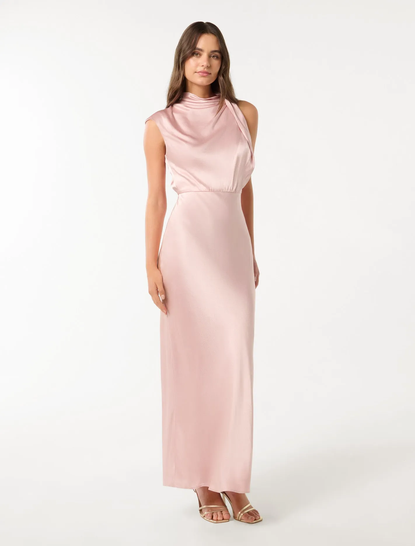 Sienna High Neck Satin Maxi Dress