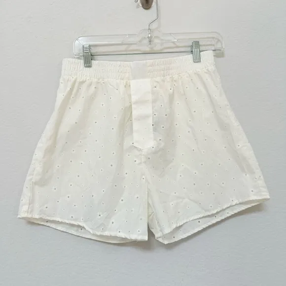 Skatie James Boxer Shorts White Eyelet Size Medium