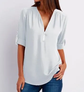 Sleek Women's Blouse with Front Zip Detail