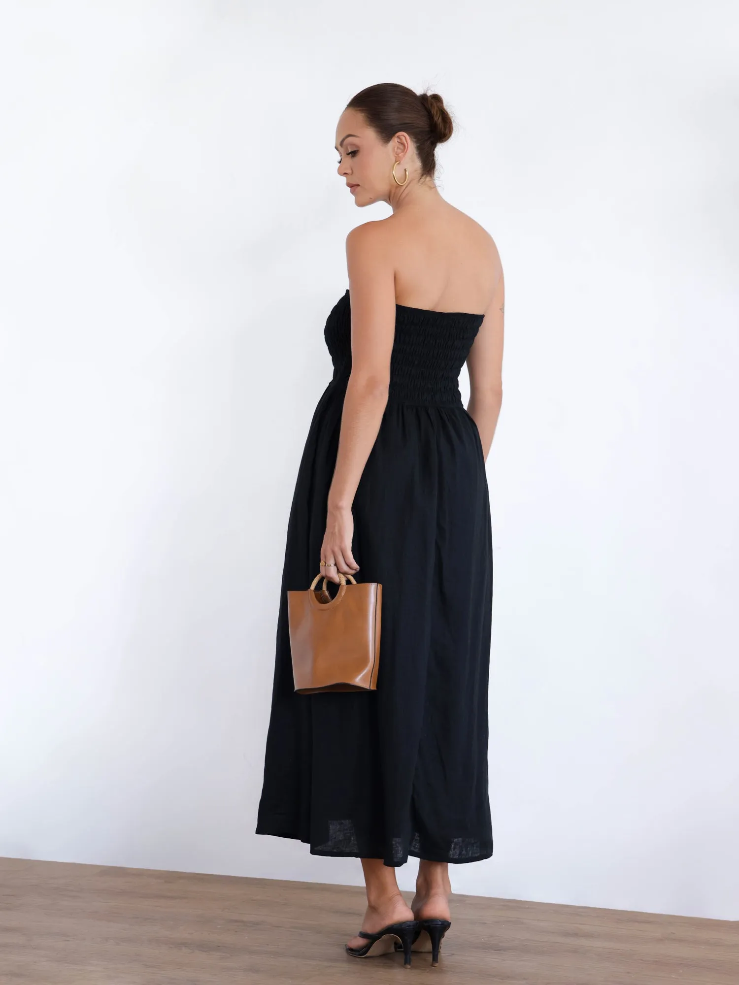 Smock Detailed Tube Maxi Dress