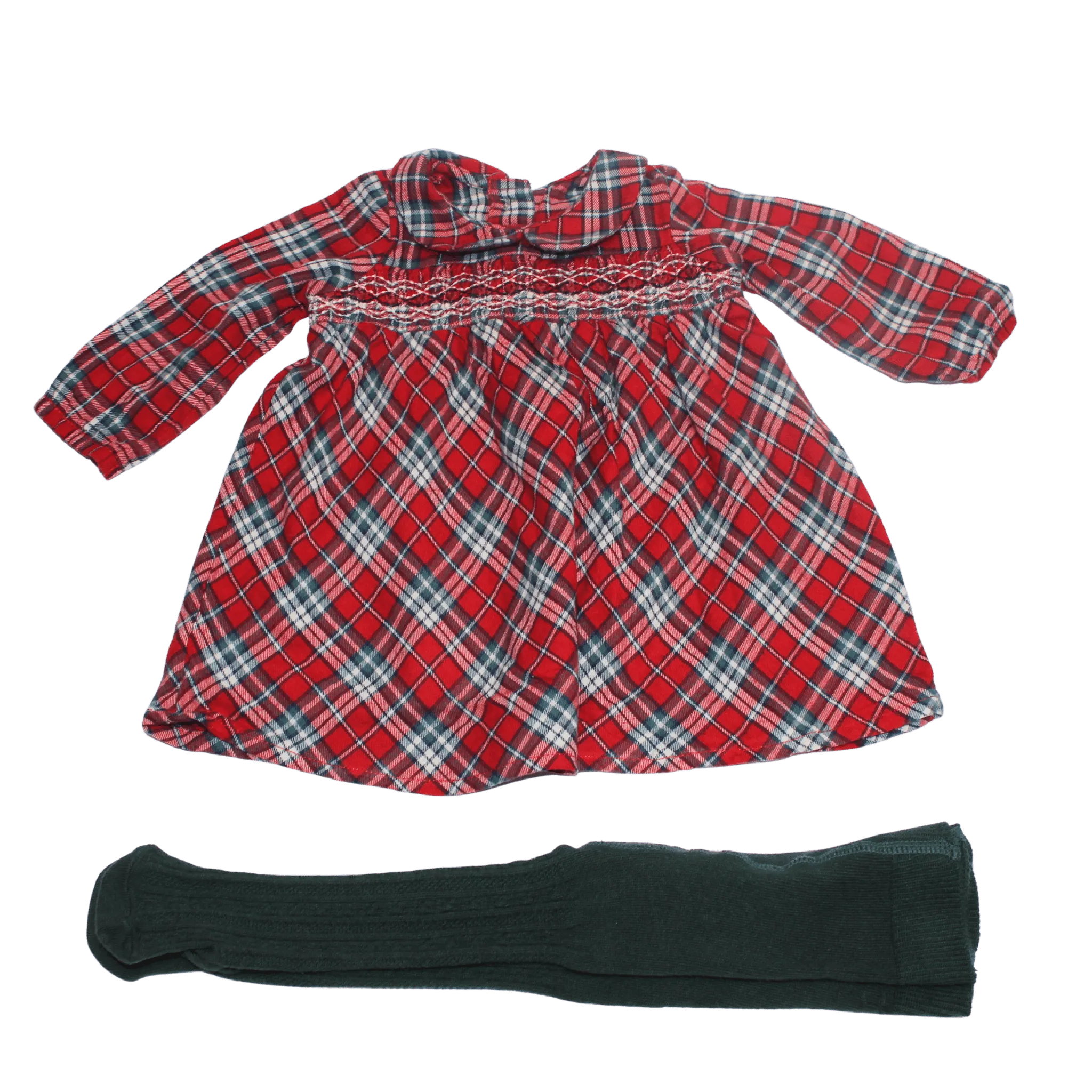 Smock Tartan Dress & Tights