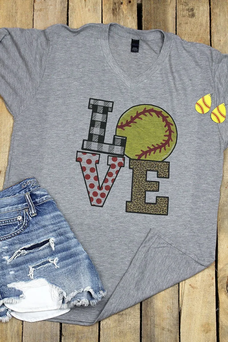Softball Love Unisex Poly-Rich Blend V-Neck Tee