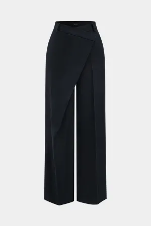 Solid Color Vintage Asymmetric Wide Leg Pants 