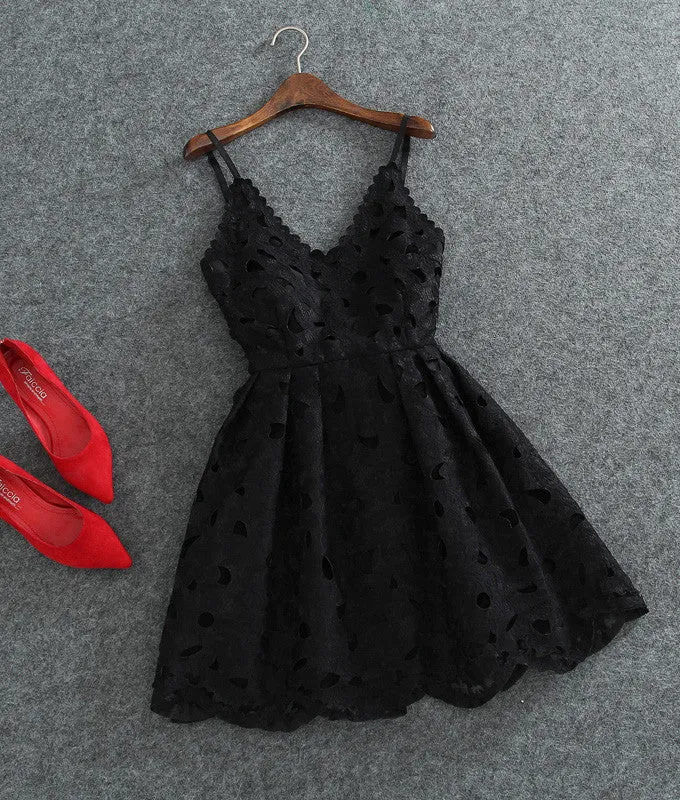 Spaghetti Straps Backless Short Homecoming Dress With Keyhole