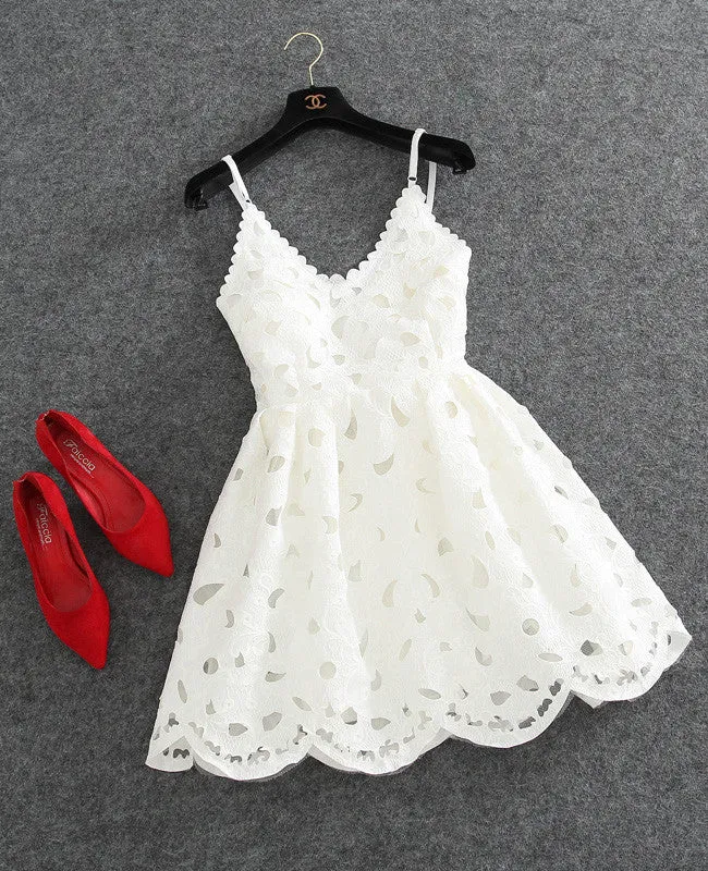 Spaghetti Straps Backless Short Homecoming Dress With Keyhole