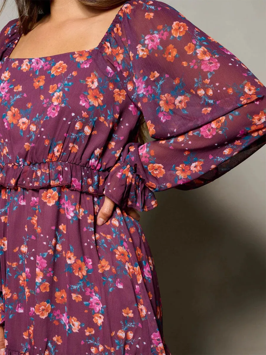 Square Neck Floral Dress