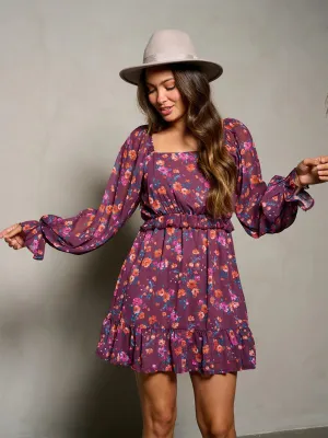 Square Neck Floral Dress