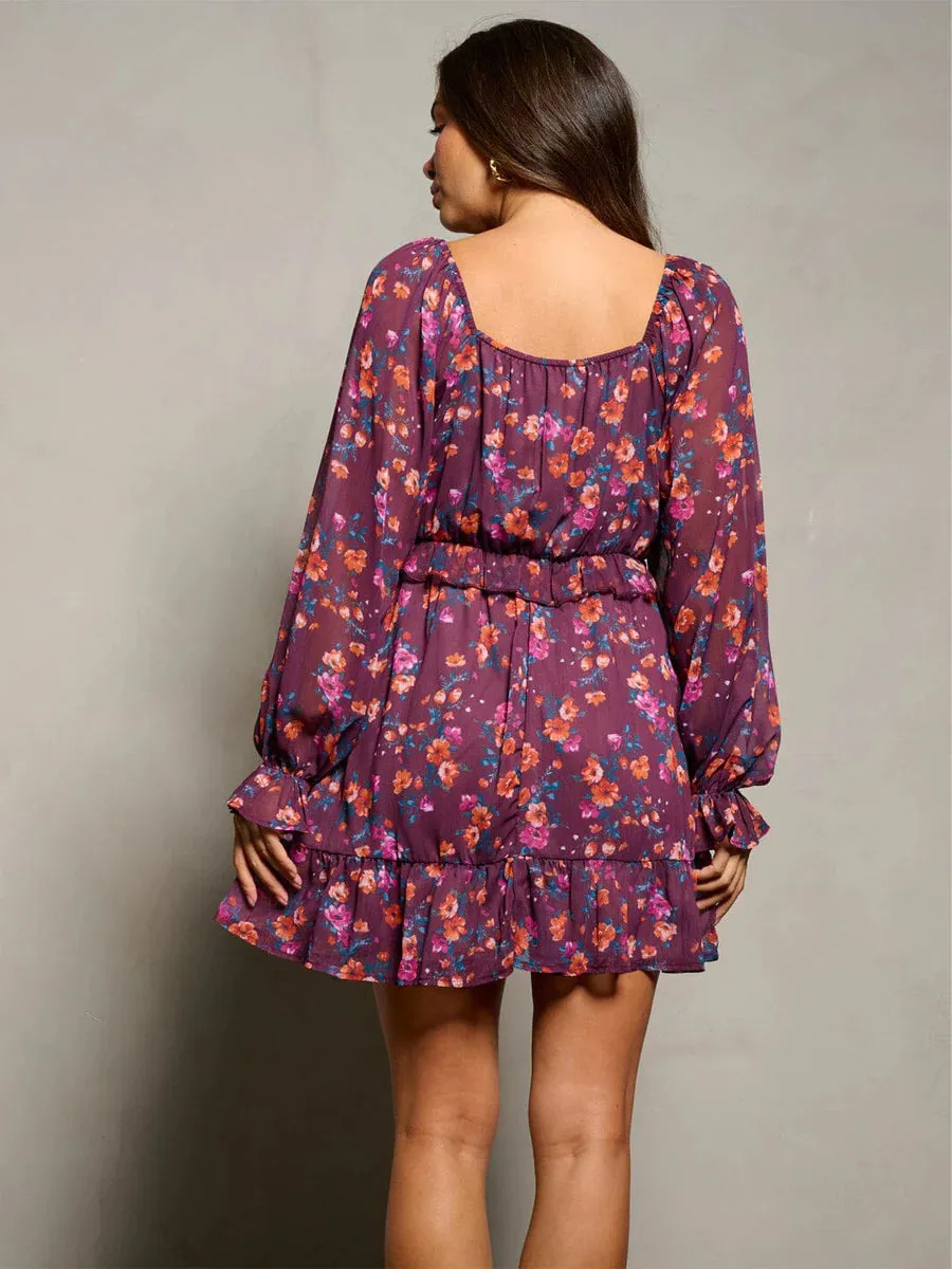 Square Neck Floral Dress
