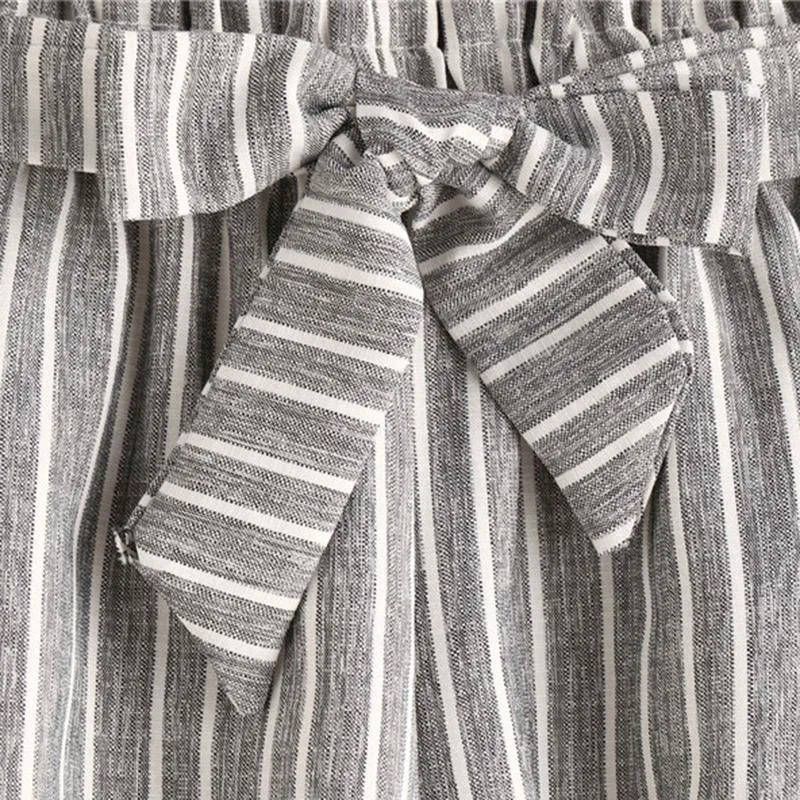 Striped Bow Tie & Elastic Waist Shorts