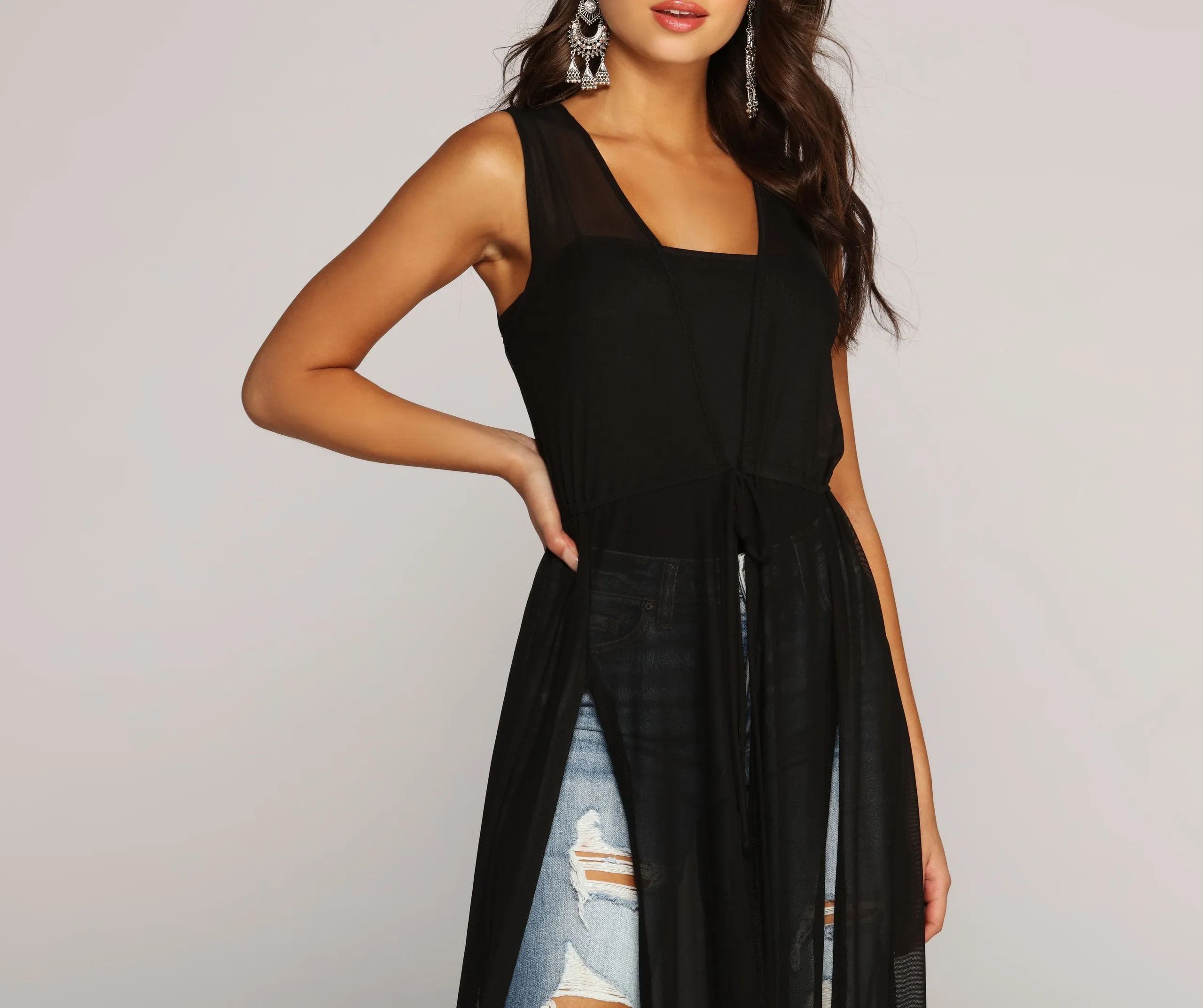 Stylishly Sheer Mesh Duster
