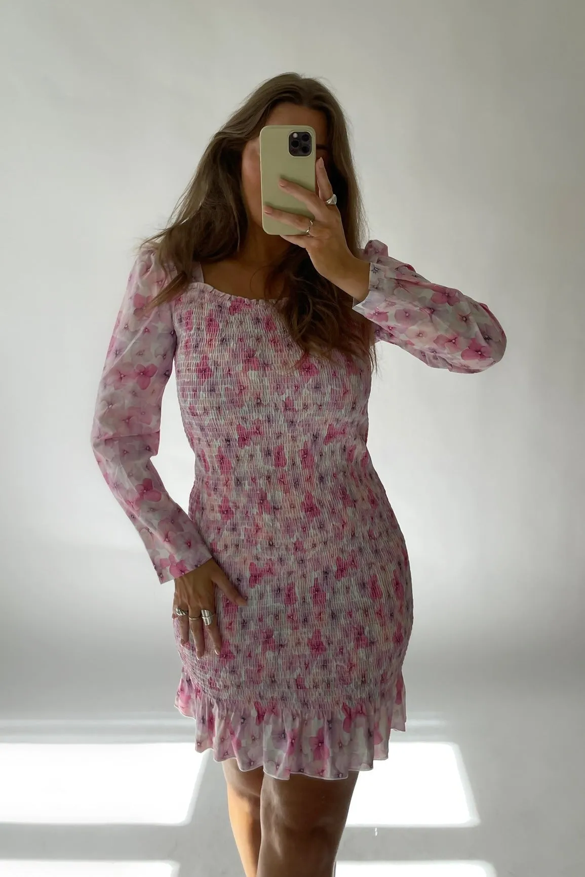 SullyIC Smock Kjole - Pink Blomsterprint