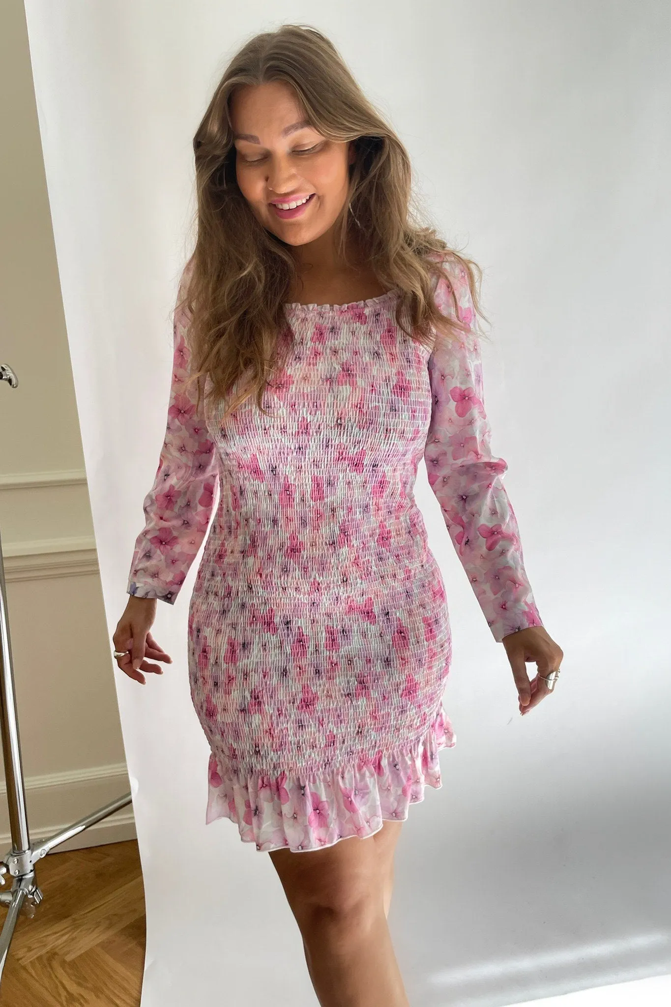 SullyIC Smock Kjole - Pink Blomsterprint