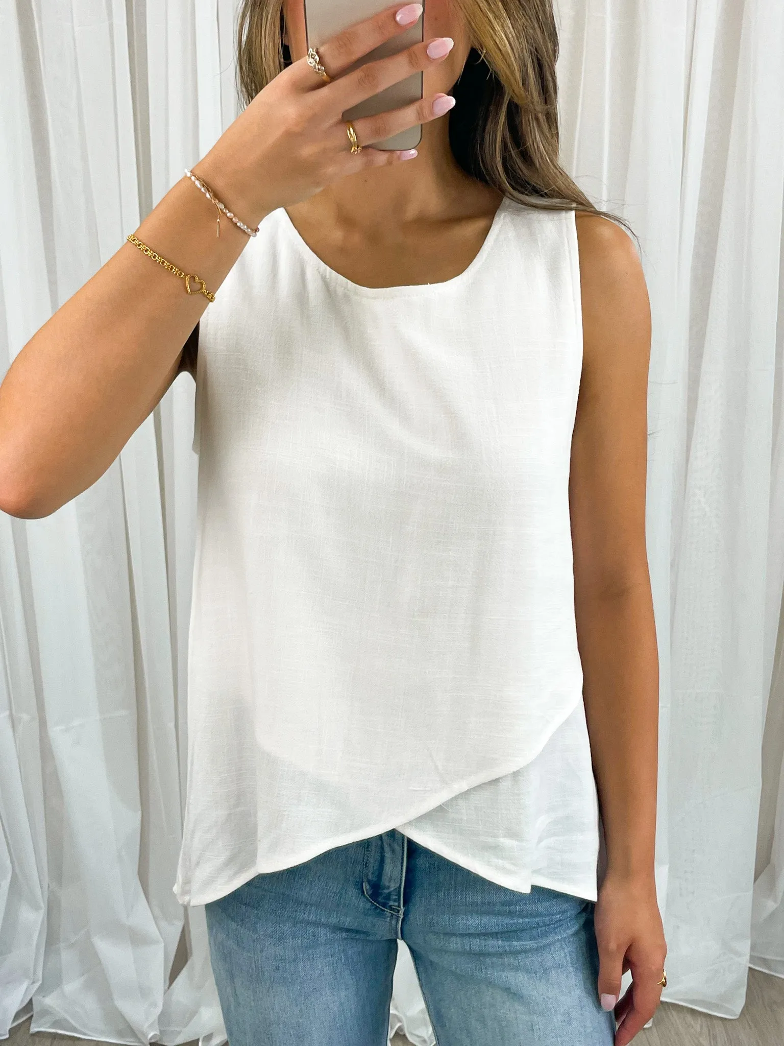 TALIA LINEN TOP - WHITE