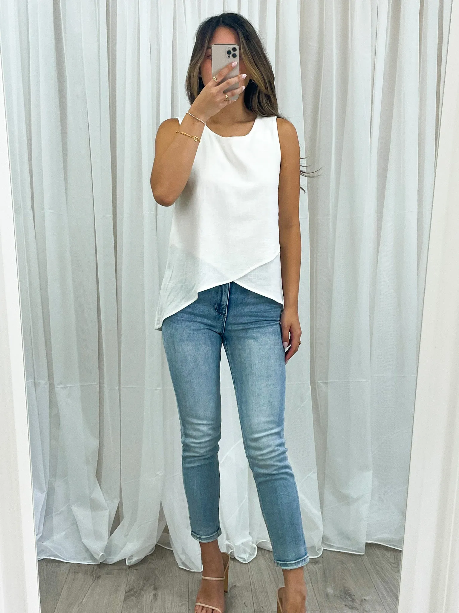 TALIA LINEN TOP - WHITE