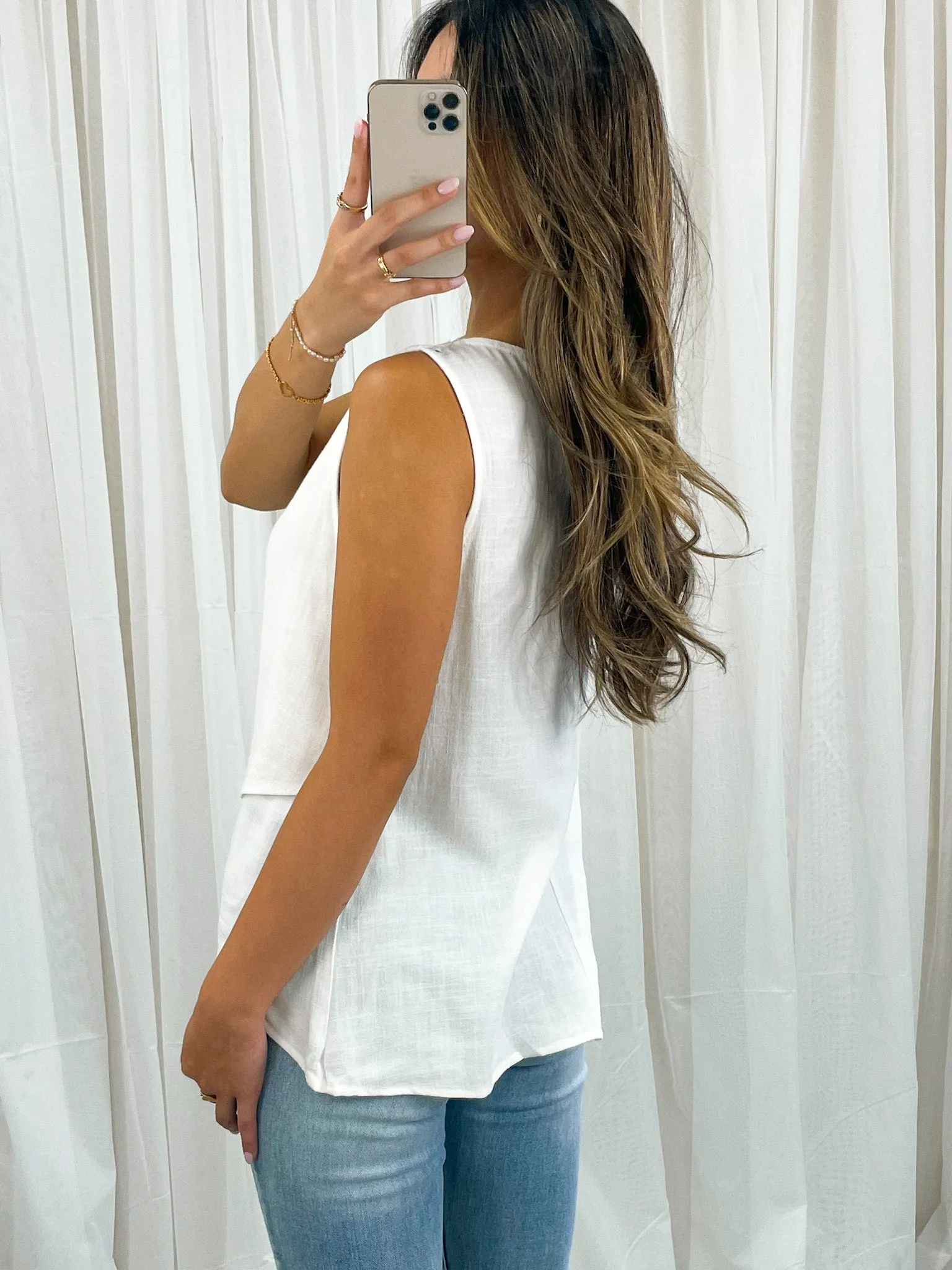 TALIA LINEN TOP - WHITE