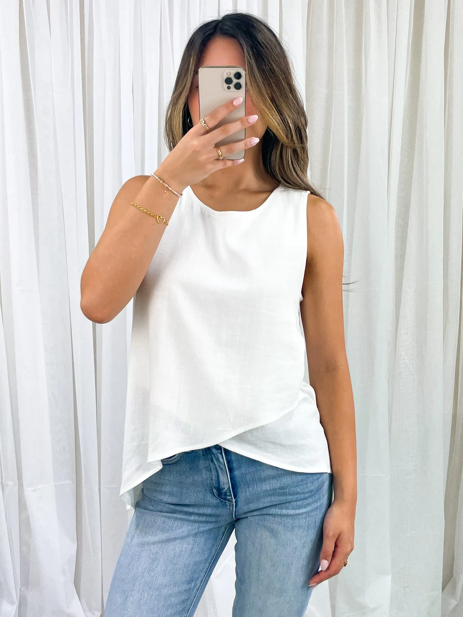 TALIA LINEN TOP - WHITE