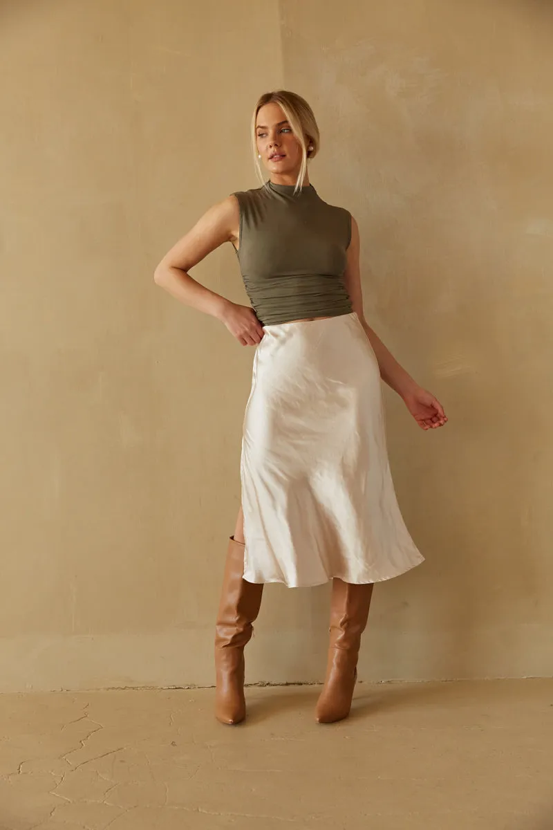 Taylor Ruched High Neck Tank Top