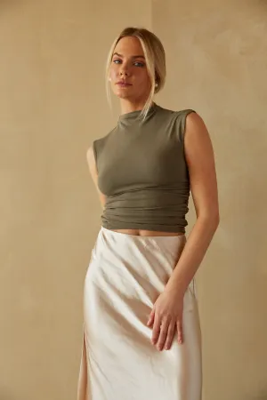 Taylor Ruched High Neck Tank Top