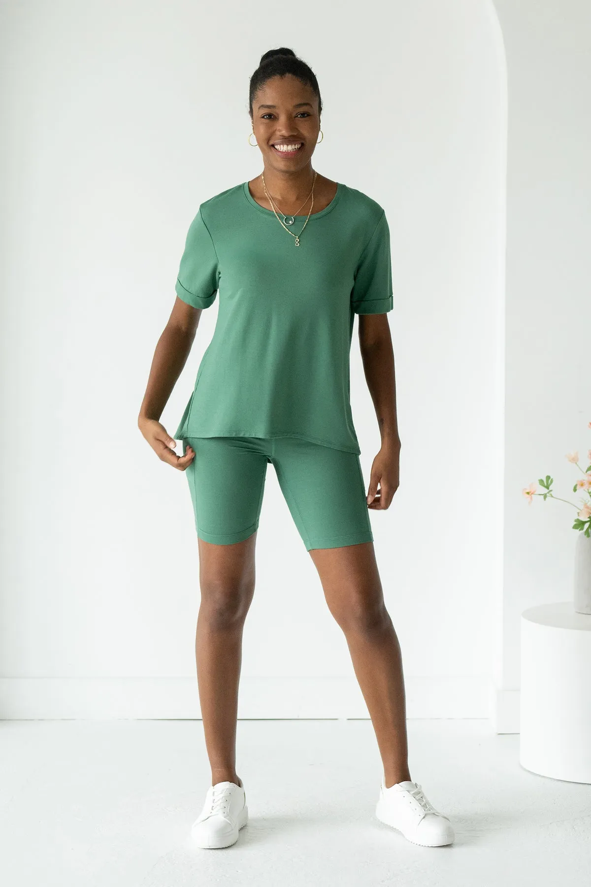 Terrera-Side Pocket Shorts - Forest Green/ Ink- 314200