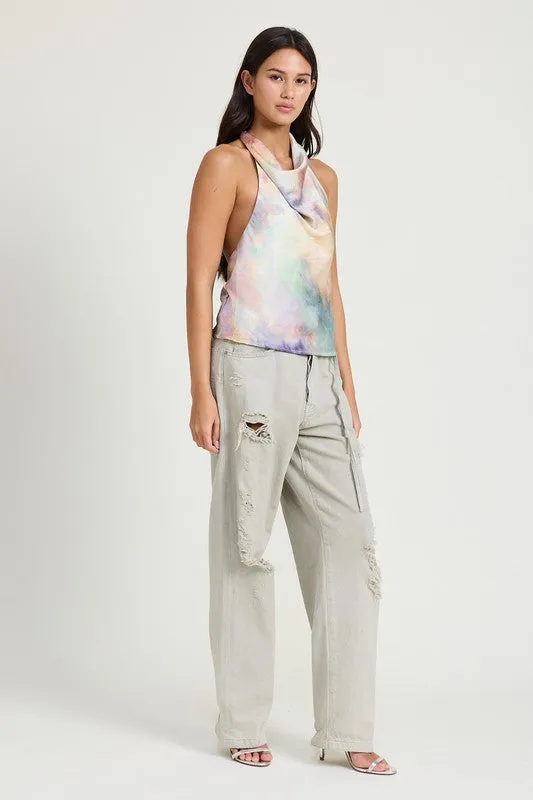 Tie Dye Cowl Neck