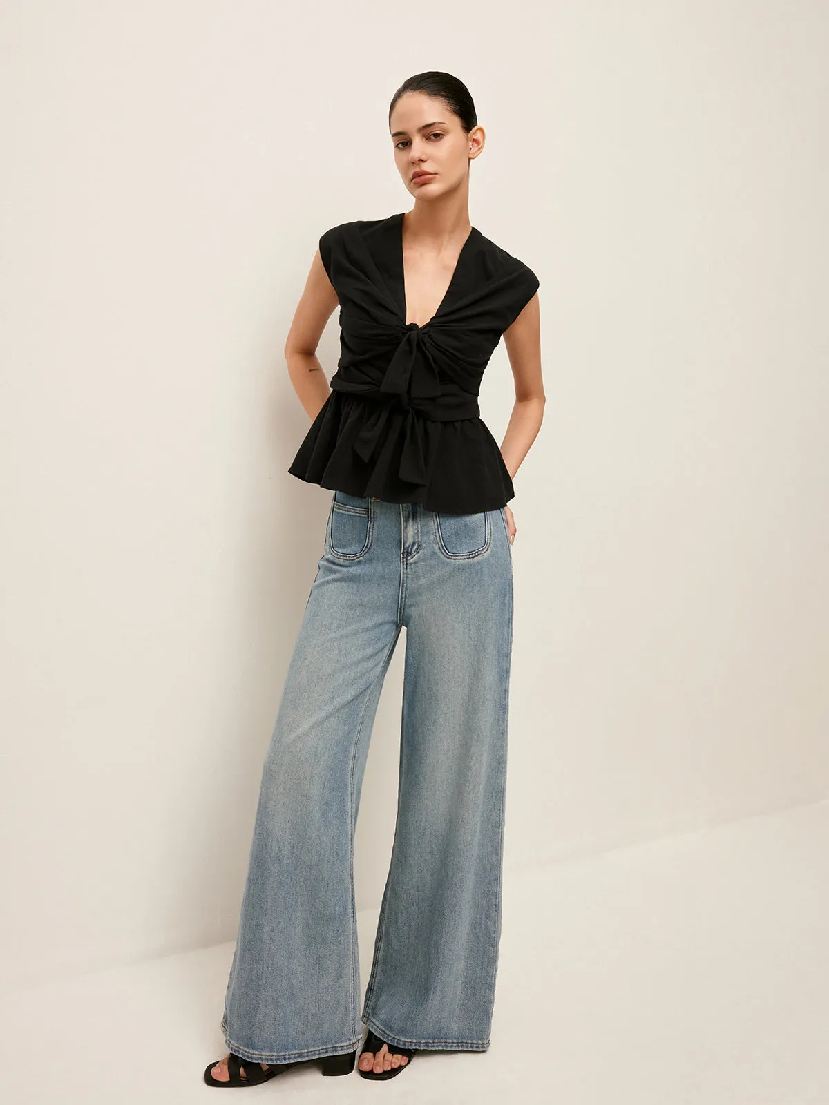 Tie-Front Peplum Top
