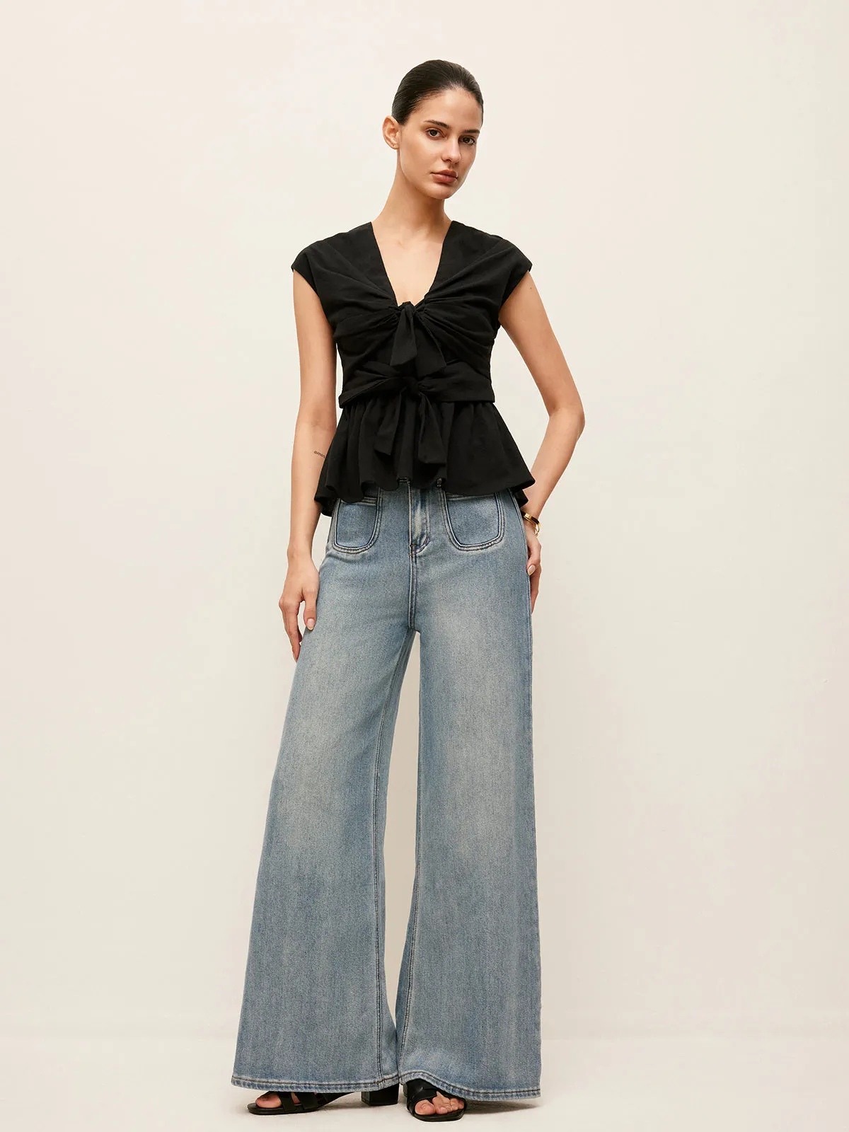 Tie-Front Peplum Top