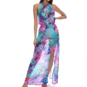 TREASURE - Halter Keyhole Maxi Dress