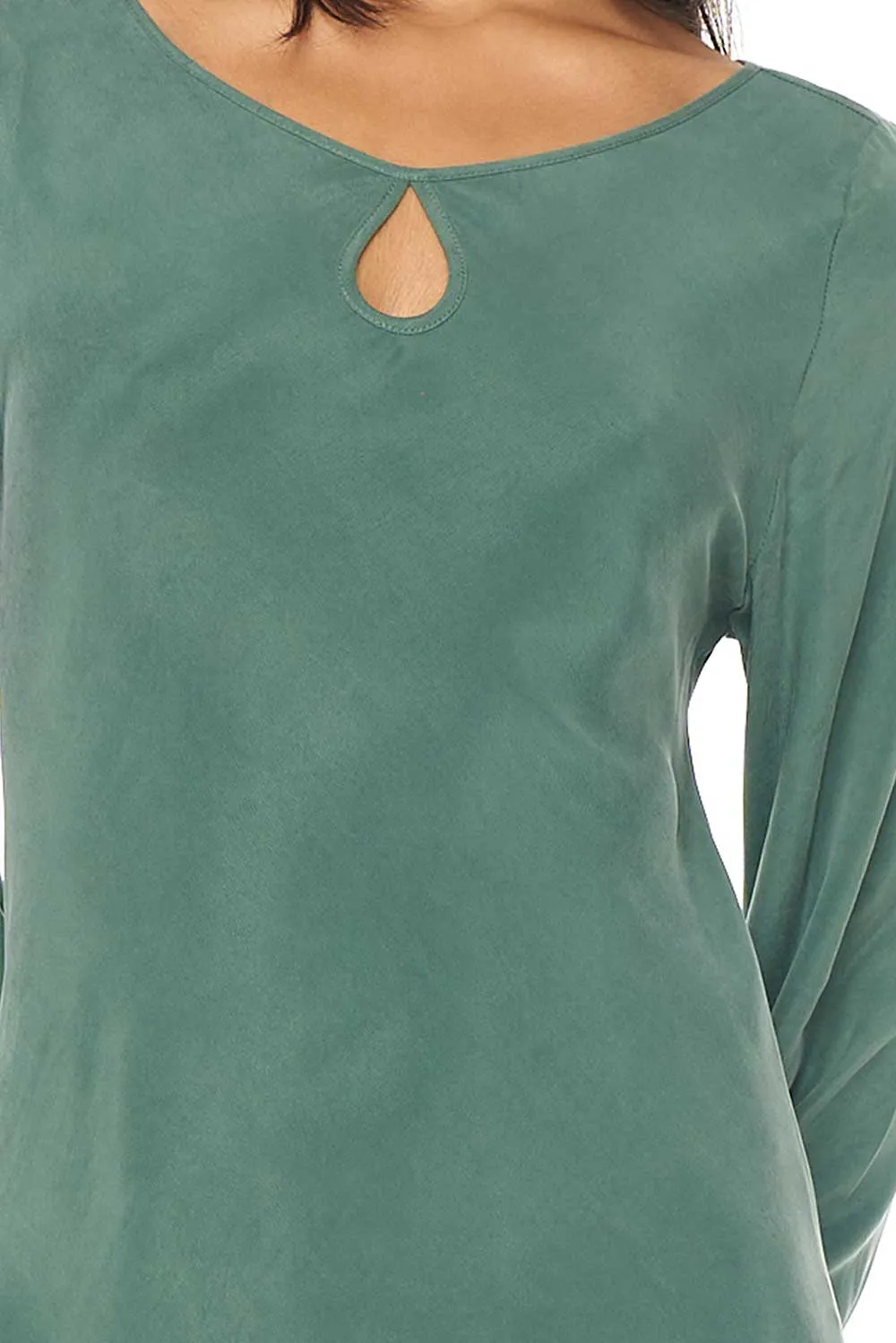 TWILIGHT LS KEYHOLE DRESS - SAGE LEAF