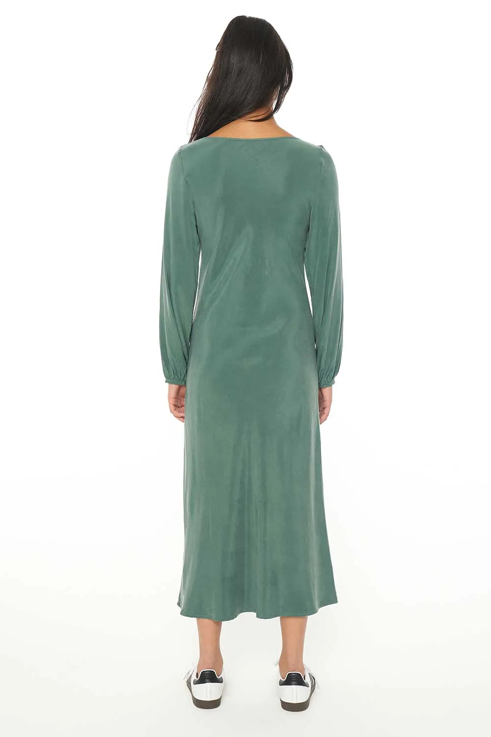 TWILIGHT LS KEYHOLE DRESS - SAGE LEAF
