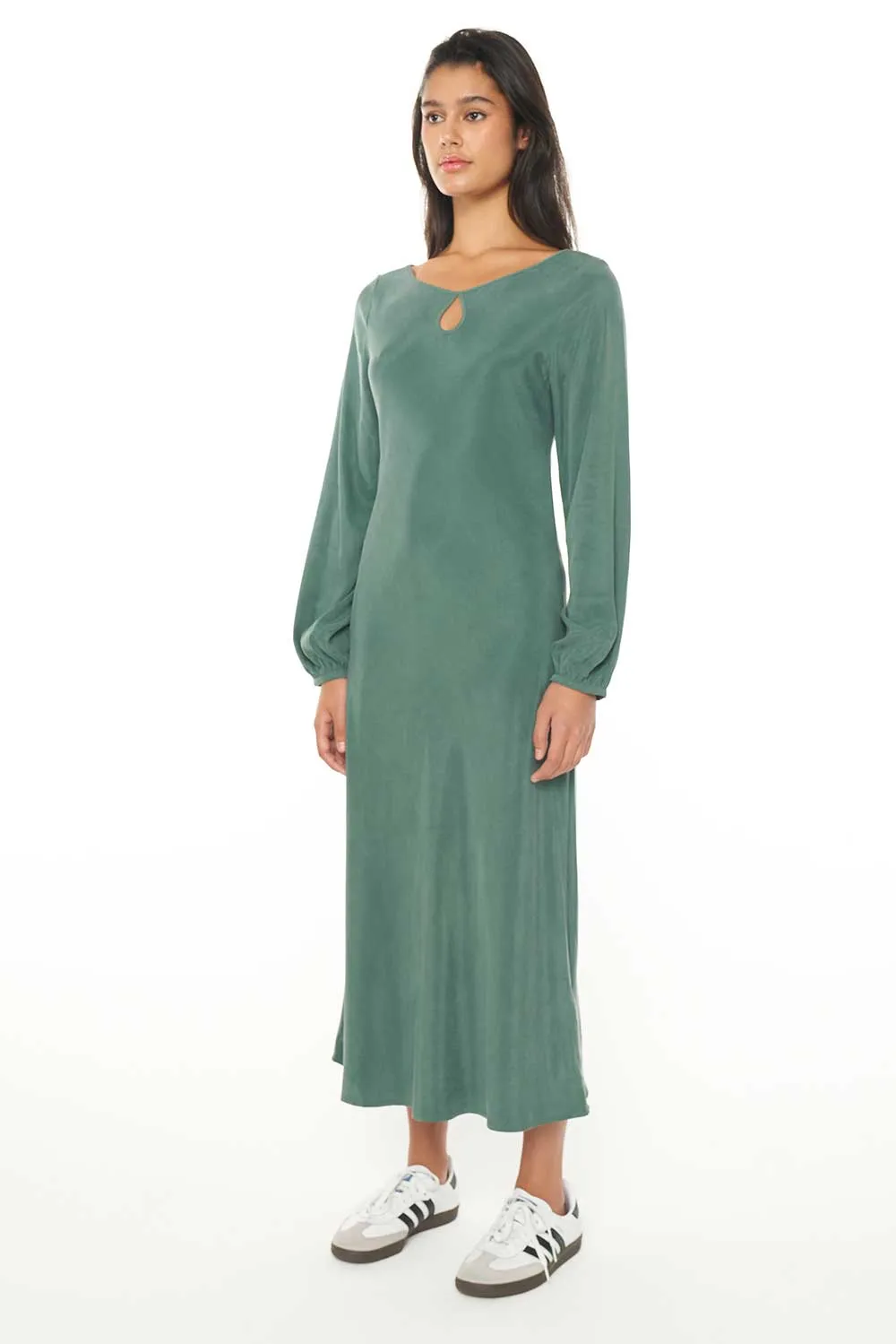 TWILIGHT LS KEYHOLE DRESS - SAGE LEAF