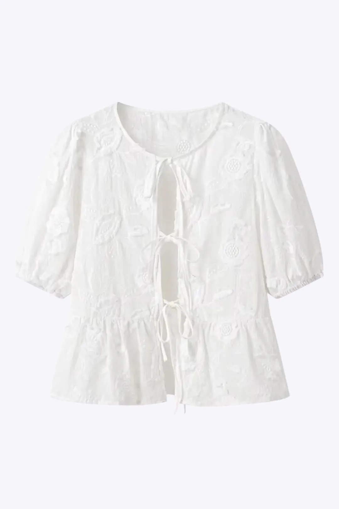Uma - Chic Solid Tie Up Woman's Short Sleeve Shirt