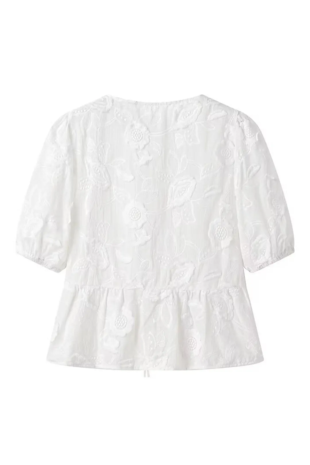 Uma - Chic Solid Tie Up Woman's Short Sleeve Shirt