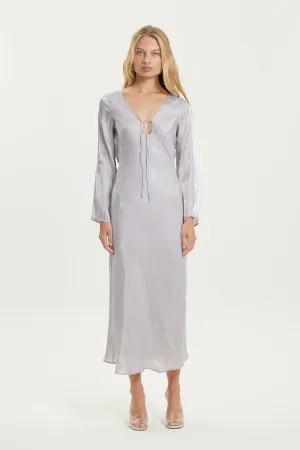 UNTAMED BIAS TIE UP MAXI DRESS | SILVER