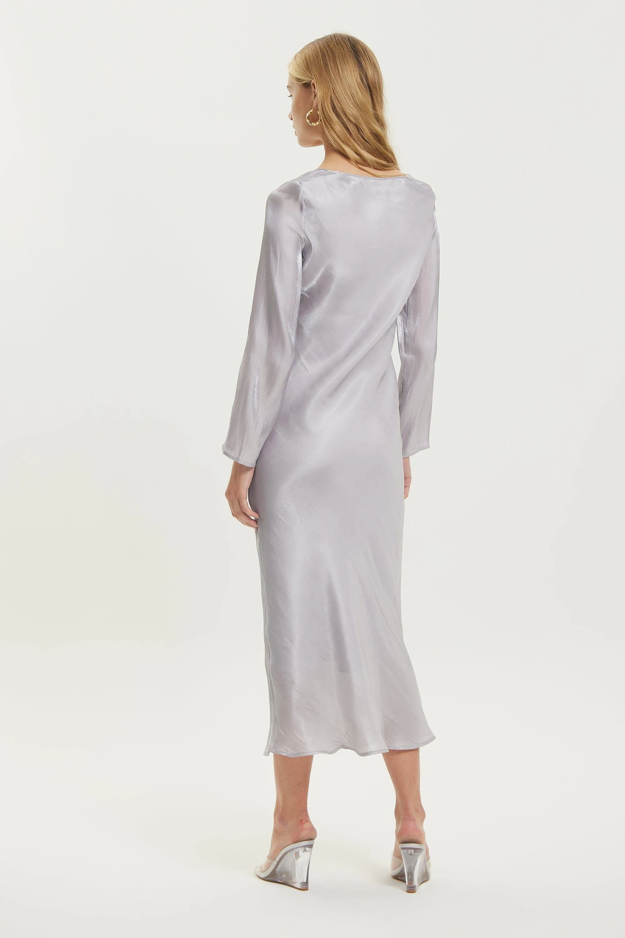 UNTAMED BIAS TIE UP MAXI DRESS | SILVER