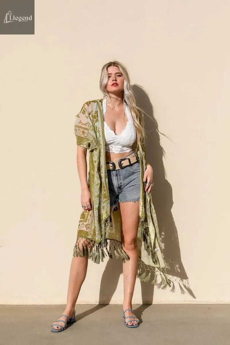 Velvet Mesh Tapestry Kimono