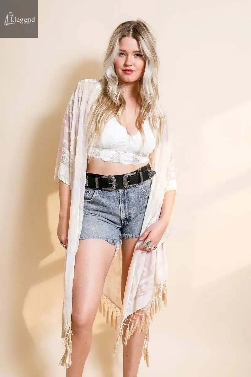Velvet Mesh Tapestry Kimono