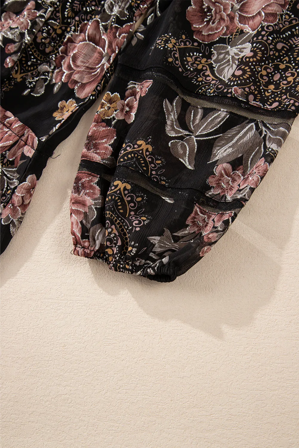 Vintage Floral Mini Dress with Puff Sleeves and Smock Waist