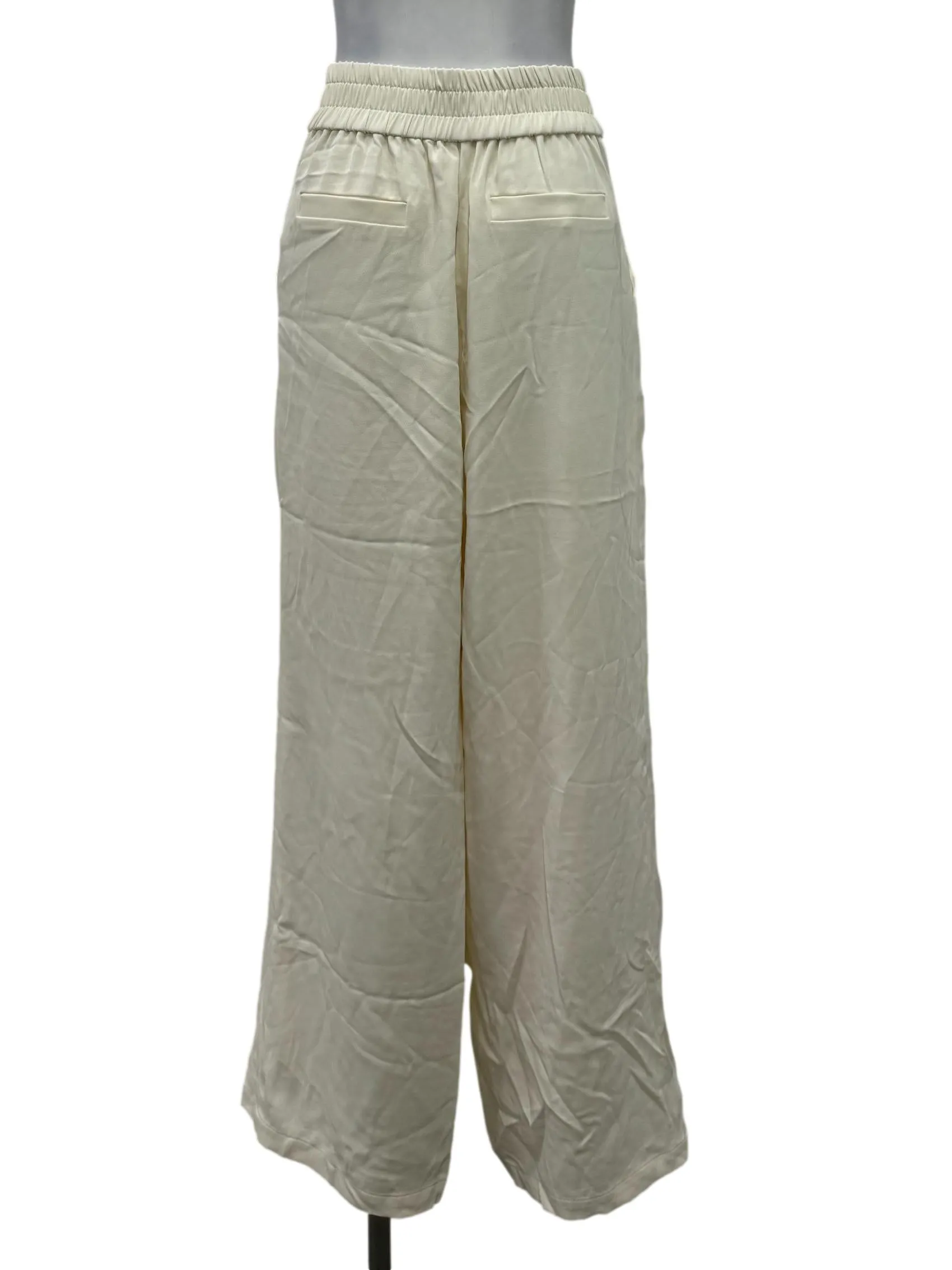 White Double Button Wide Leg Pants